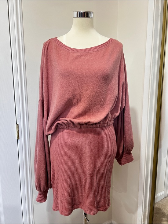 Free People Dresses & Skirts - Free People Beach Off Shoulder Balloon Sleeve Mini Dress Size Large Blush Pink